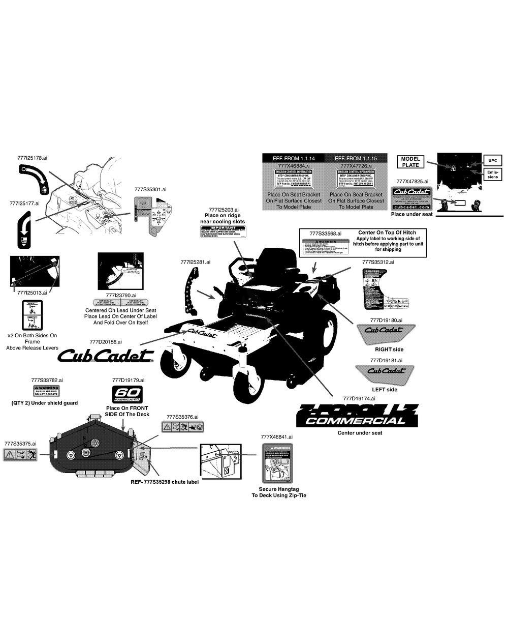 Label Map 53andagd050 Diagram and Parts List for Z-FORCELZ60 (53AGD-53AGD050)(2015) Cub Cadet Lawn Tractor